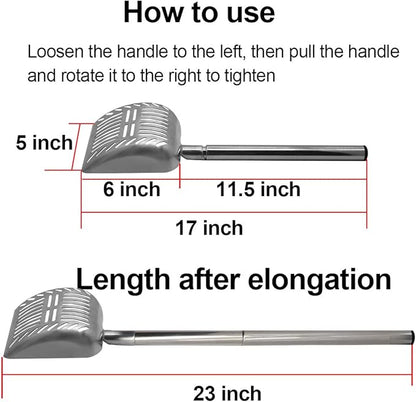 TOYPOPOR Stainless Steel Cat Litter Scoop 23 inches Telescoping Litter Scoop with Long Handle Perfect Scooper for Cats and Dogs