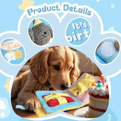 Hide and Seek Dog Toys, Birthday for Dogs Interactive Stuffed Pet Slow Feeder Dog Treat, Interactive for Small Medium Dogs