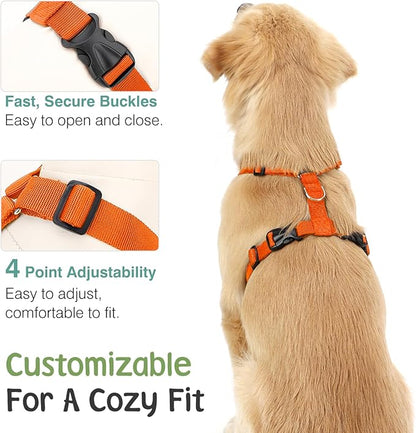 VavoPaw Dog Seat Belt, Safety Vest Dog Car Harness with Adjustable Buckle Dog Seat Belt for Vehicle Nylon Pet Safety Seat Belts Heavy Duty(L, Orange)