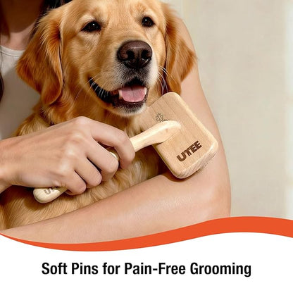 UTEE Large Slicker Brush for Large Dogs - Extra Wide Pet Grooming Tool for Golden Retrievers, Samoyeds & Huskies - Long Pin Slicker for Thick Double Coats - Professional De-shedding Action