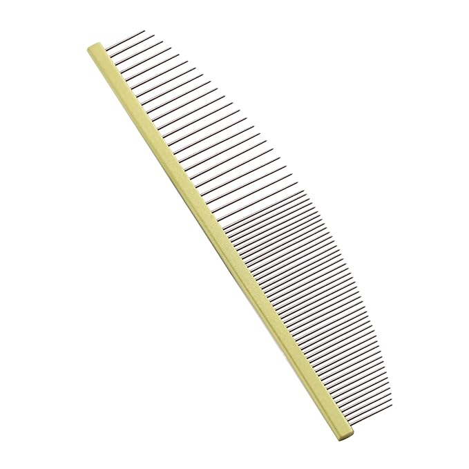 6.5 Inch Professional Crescent Coarse Grooming Pet Comb Lightweight Wide/Fine Tooth Butter Comb for Dogs & Cats Removing Tangles, Knots,Flea,Undercoat,and Excess Hair, Rounded Corners Design for Safe