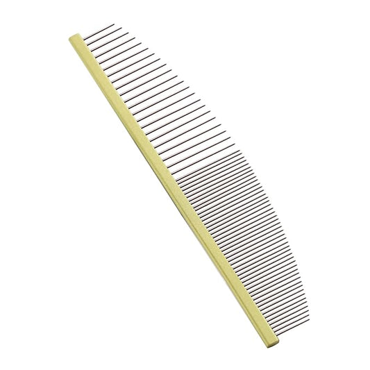 6.5 Inch Professional Crescent Coarse Grooming Pet Comb Lightweight Wide/Fine Tooth Butter Comb for Dogs & Cats Removing Tangles, Knots,Flea,Undercoat,and Excess Hair, Rounded Corners Design for Safe