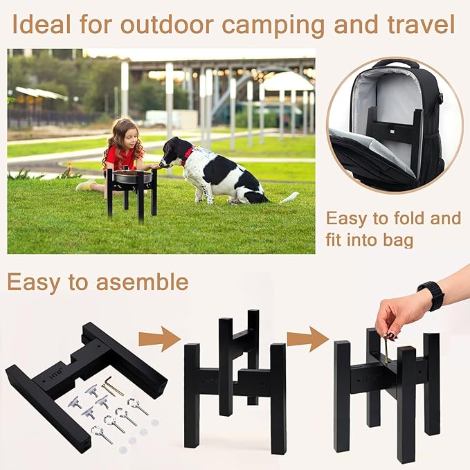 Elevated Dog Bowl Stand,Adjustable Dogs Food Stand for 7”-10” Bowls,Single Cat Water Bowl Holder 10” Tall for Medium Dogs Black