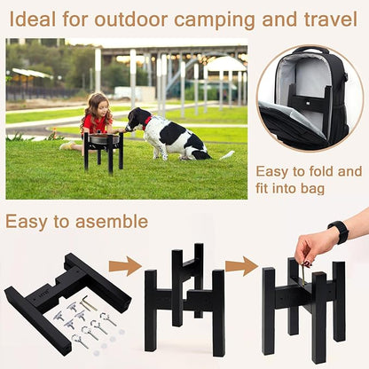 Elevated Dog Bowl Stand,Adjustable Dogs Food Stand for 7”-10” Bowls,Single Cat Water Bowl Holder 10” Tall for Medium Dogs Black