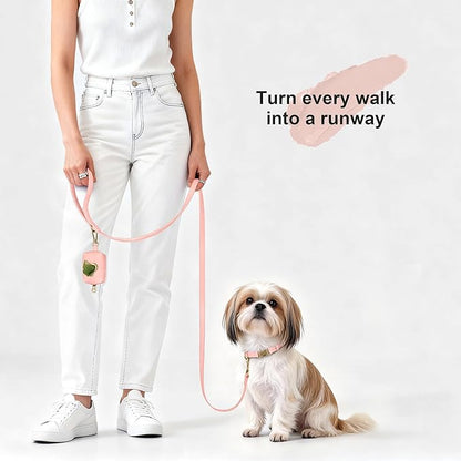 Didog Soft PU Leather Dog Collar, Stylish Quick Released Dog Collars for Small Dogs, Easy Clean Adjustable Pet Collar for Daily Walking, Pink, S Fit 10-15" Neck