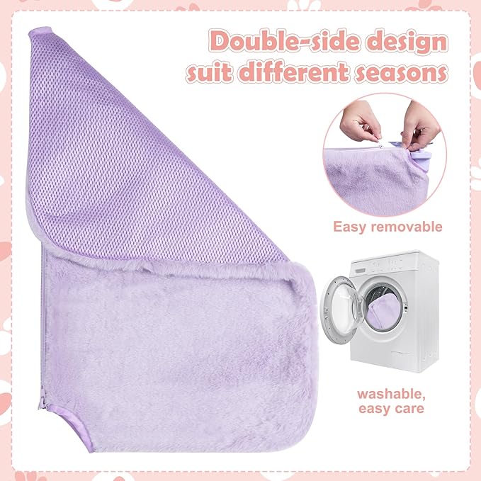 2 Pack Cat Window Perch,Cat Window Hammock Cordless Foldable Window Bed with 4 Large Strong Suction Cup,Reversible Cushion Cover,Metal Frame Easy to Adjust Window Seat Holds up to 40lbs(Purple)