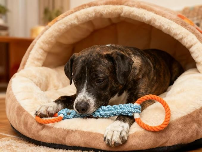Dog Rope Toy for Large Dogs, Orange & Blue Braided Rope with Round Handles, Durable Dog Chew Toys for Aggressive Chewers, Ideal Big Dog Toys for Tug of War Dog Toy & Teeth Cleaning