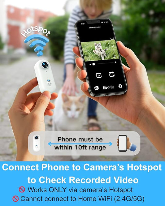 Dog & Cat Camera Collar with Phone APP, 1080P HD Video Recording, XS/M-Size Pet POV Cam for Dogs & Big Cats, Cordless Pet Collar Cameras with APP Viewing