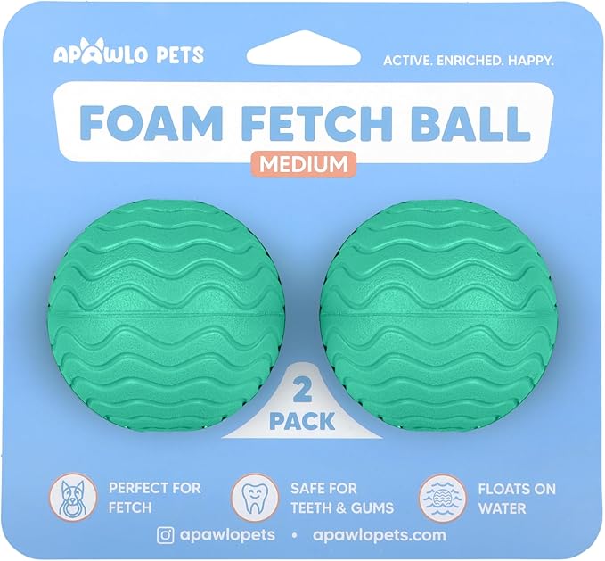 Foam Fetch Ball for Dogs – Durable EVA Foam Dog Ball, Interactive Chew Toy for Dogs, Lightweight Floating Ball for Water, Pool & Outdoor Fetch Games (Green, Medium)