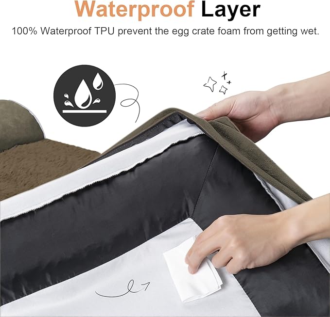 Large Dog Bed Orthopedic Washable: Beds Bolster XL Bed Big XLarge Dogs Memory Foam Couch Sofa Waterproof with Removable Cover - Brown