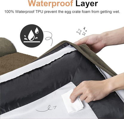 Large Dog Bed Orthopedic Washable: Beds Bolster XL Bed Large Big Dogs Memory Foam Couch Sofa Waterproof with Removable Cover - Brown