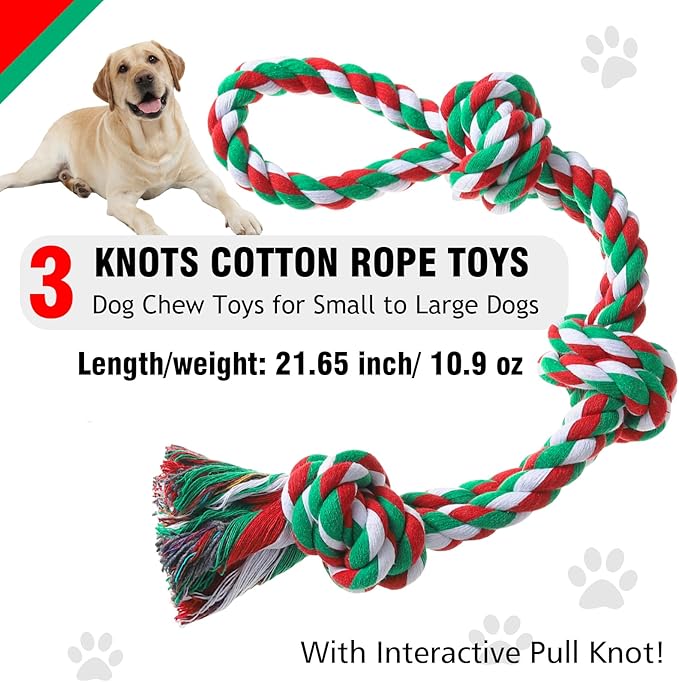 Rope Toys for Dogs - Indestructible Chew Toys for Aggressive Chewers, Tough Puppy Teething Toys for Boredom, Dental Cleaning Tug of War Toy - Great for Small to Large Breed