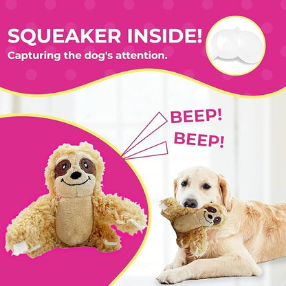 Glow Pups Hide and Seek Dog Toy, Plush Sloth in Tree, Squeaky Interactive Fun, Promotes Mental Stimulation, Keep Your Dog Entertained, Easy to Clean, Soft & Plush, Large, Brown/Green