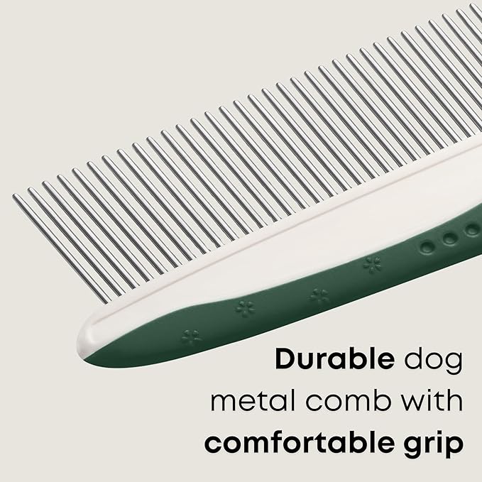 Freshly Bailey Metal Comb for Dogs - Greyhound Comb for Grooming Poodle, Doodle, Goldendoodle - Dog Comb with Dual Teeth for Curly & Wavy Coats