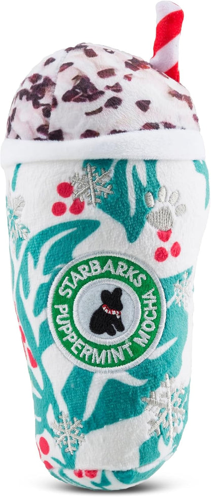 Haute Diggity Dog Starbarks Puppermint Mocha Plush Dog Toy for Small, Medium & Large Dogs, Interactive Funny Holiday Squeaky Toys, Soft, Durable, Machine-Washable, Safe & Cute Birthday Gift for Dogs