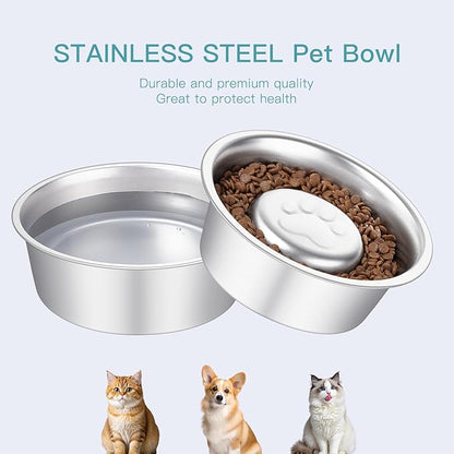 Stainless Steel Pet Dog Water and Food Bowl, 2-Pack (6.3 x 2.1 Inches),Solid, Dishwasher-Safe, and Harmless to Pets. Dog Bowl, cat Bowl