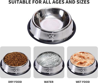 FAMILY'S BACKYARD Dog Bowls,Stainless Steel Dog and Cat Bowls, with a Diameter of 24CM at The Mouth and 30CM at The Bottom for Rust and Corrosion Prevention.