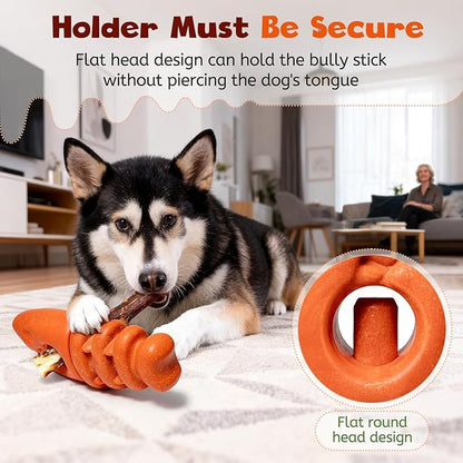 Bully Stick Holder for Aggressive Chewers,Bully Sticks Holder to Prevent Choking,Dog Toys to Keep Them Busy,Dog Chew Holder Fit 0.2-0.79IN Bully Sticks,Gift for Medium/Large Dogs
