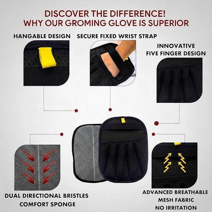 Pet Hair Removal Glove for Cats & Dogs, Upgraded Five-Finger Electrostatic Pet Hair Gloves, Reusable Magic Brush Pet Hair Remover Tool for Clothing, Laundry, Couch, Carpet & Car Seat
