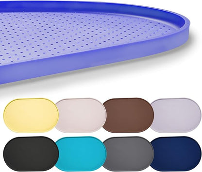 Hubulk 100% Waterproof Silicone Pet Feeding Mat with Raised Edge for Food and Water, Dog Bowl Mats, Cat Bowls Placemat with High Lip Protects Floor for Cats and Dogs (Purple, 19" L x 12" W)