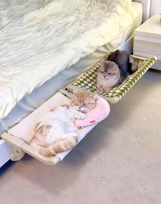 Cat Bedside Hammock – Premium Cat Bed & Window Perch Holds up to 50lbs, One-Step Sliding Clamping Slot Adjustment Cats Hammock