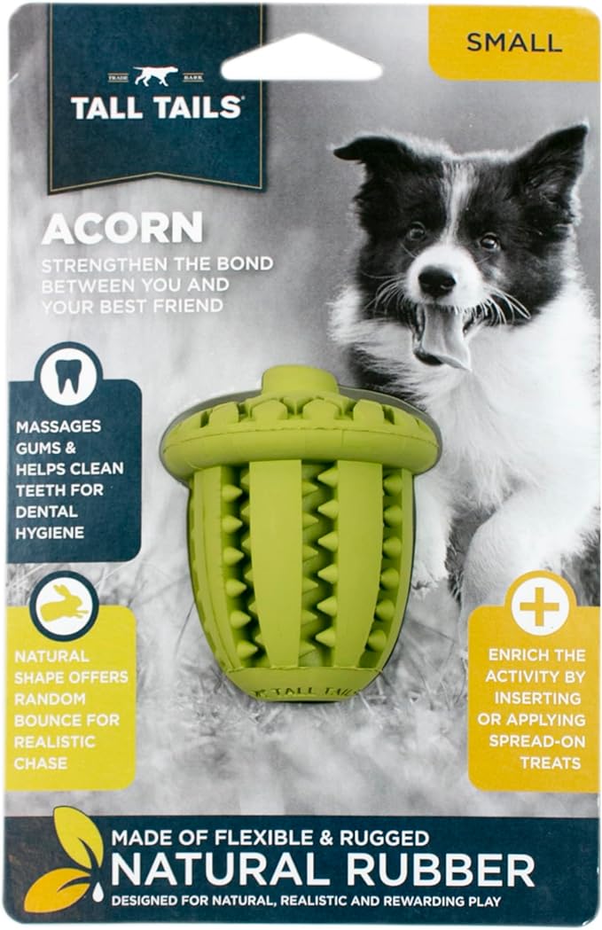 Tall Tails Acorn Natural Rubber Reward Toy for Dogs - Use for Spreadables Treats and Kibble Play