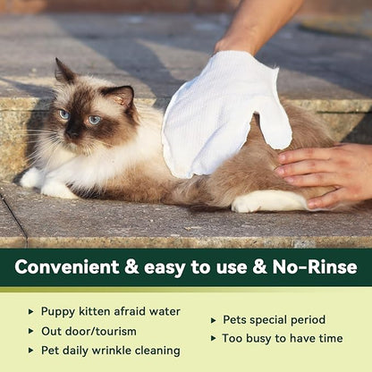 ECO PET Glove Wipes for Dogs & Cats, Hypoallergenic Unscented Cleaning & Deodorizing Bath Wipes, Coconut Oil Nourishing Fur Pet Grooming Gloves, 20pcs