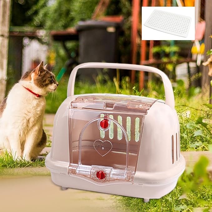 Dog Kennel Pet Carrier Lightweight Hard Sided for Dog Cat Kitten Camping, Brown