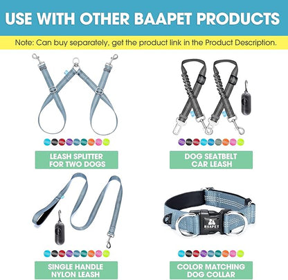 BAAPET Two Handle Dog Leash, Dual Soft Padded Handles with Traffic Control Handle Leash for Small Medium or Large Dogs (3/4'' x 5 FT, Grey)