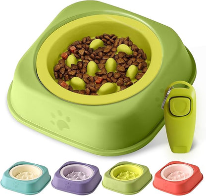 Slow Feeder Dog Bowls Ceramic Puppy Feeding Bowl for Small Dogs Cat Slow Feeder Bowl Protecting Cat and Dog Whiskers Preventing Choking with 2-in-1 Multifunctional Training Whistle