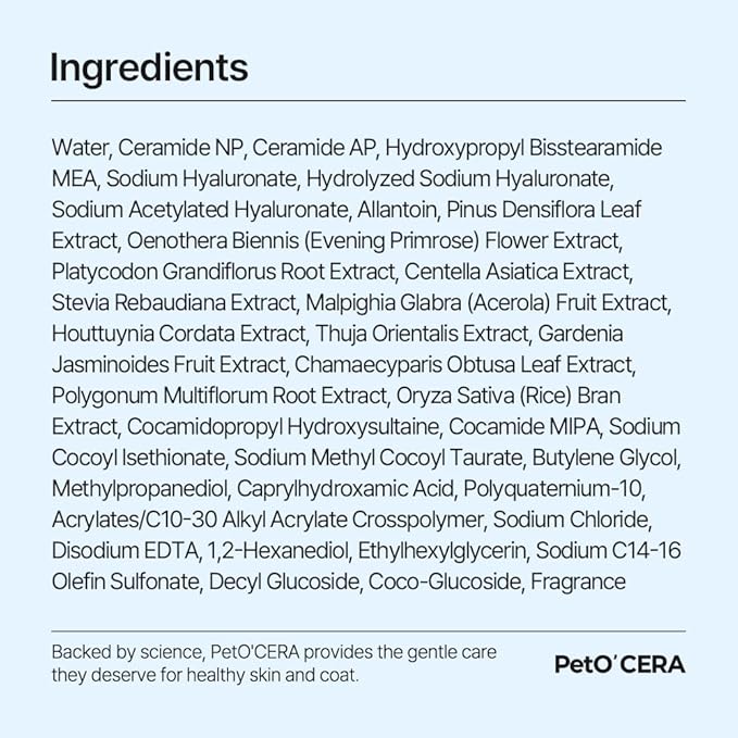 PetO’CERA Plus 2-in-1 Dog Shampoo and Conditioner for Allergic, Itchy, Dry, Sensitive Skin, Deodorizing Detangler, Puppy Safe, Aids Skin Barrier, Tearless, Sulfate-Free, Lightly Scented, 50.7 fl oz