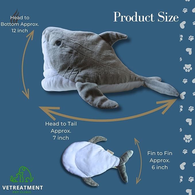 7" Squeaky Plush Toy for Puppies Small Dogs Self Etertainment Washable Soft Made [PET ONLY] (Grey Shark)