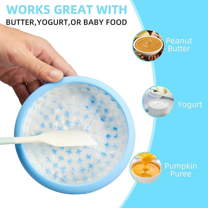 Dog Lick Bowl, Bestalk Anxiety Relief Lick Mat for Dogs, Non-Slip Freeze Licking Bowl Enrichment Puzzle Feeder for Distraction, BPA Free Silicone, Dishwasher Safe (Light Blue,S)