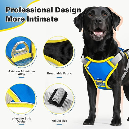 No Pull Dog Harness, 2 in 1 Retractable Harness with Auto-Lock, Reflective Breathable Mesh and Handle, Adjustable Leash Set for Small, Medium,Large Dogs,Cats (Color 2, M)