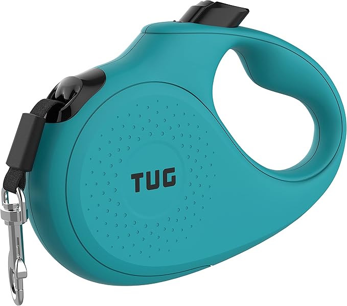 TUG Monochrome 360° Tangle-Free Retractable Dog Leash | 16 ft Strong Nylon Tape (Medium, Aqua)