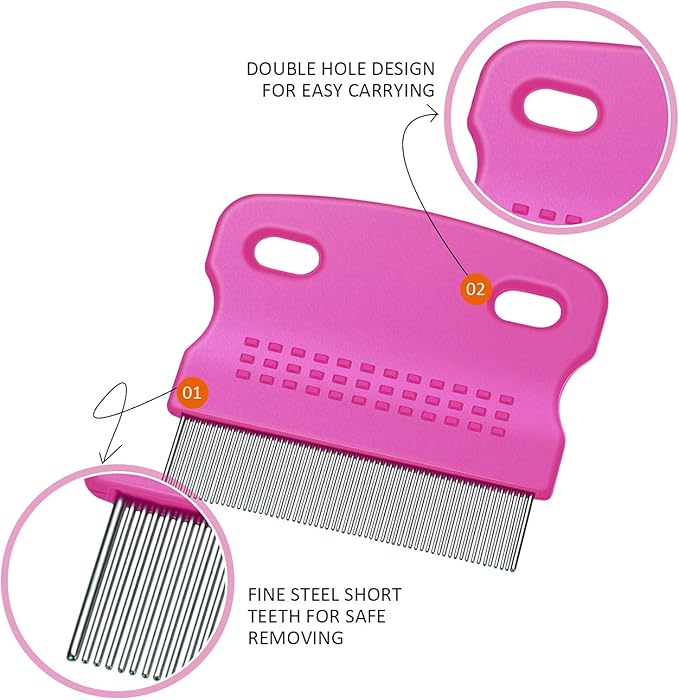Boao 6 Pack Flea Lice Comb Stainless Steel Dog Cat Grooming Combs with Rounded Teeth, Double Sided Pet Tear Stain Remover Dematting Tool for Pets(White, Yellow, Green, Purple, Orange, Dark Blue)