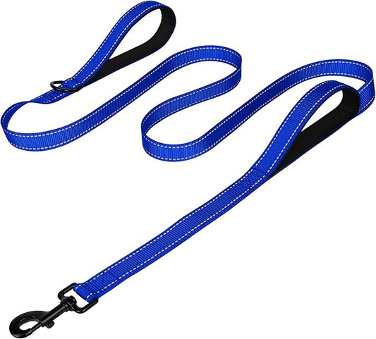 Joytale Dog Leash Heavy Duty for Large Dogs that Pull, Double Handle for Traffic Control, Double-Sided Reflective Leashes for Large Medium Dogs Night Safety, 6FT, Royal Blue