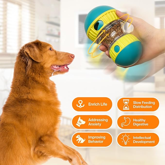 2 Pcs Dog Interactive Puzzle Toys Dog Toy Treat Dispenser Rolling Adjustable Food Dispensing Treat Puppy Feeder Slow Feeding for Training Large Medium Chewers Breed Pet Gift Keep Busy