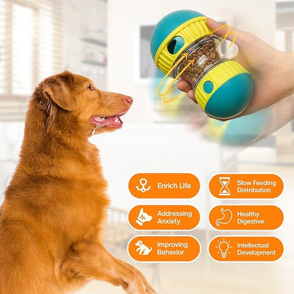 2 Pcs Dog Interactive Puzzle Toys Dog Toy Treat Dispenser Rolling Adjustable Food Dispensing Treat Puppy Feeder Slow Feeding for Training Large Medium Chewers Breed Pet Gift Keep Busy
