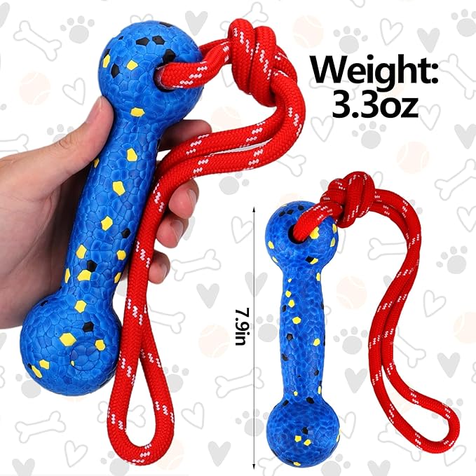 Mity rain Floating Dog Toys –E-TPU Water Pool Fetching Toy with Rope for Small Medium Large Pet, Bumper Shape Indestructible Interactive Dog Chew Toys for Summer Outdoor Training Fun (Blue)