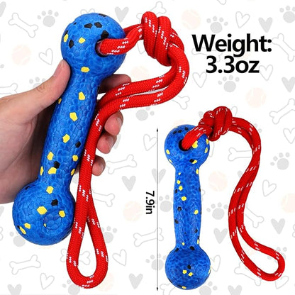Mity rain Floating Dog Toys –E-TPU Water Pool Fetching Toy with Rope for Small Medium Large Pet, Bumper Shape Indestructible Interactive Dog Chew Toys for Summer Outdoor Training Fun (Blue)