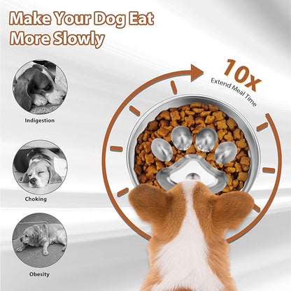 Metal Puppy Slow Feeder Bowl Stainless Steel Non-Slip Dog Food Bowls, Fun Bloat Stop Pet Bowls Dogs Water Bowl for Small & Medium Sized Dogs to Slow Down Eating (C)