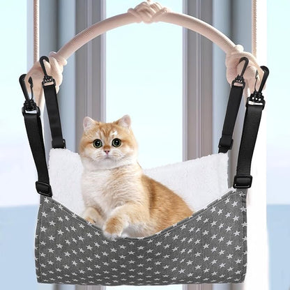 Sosoport 2Pcs Cat Hammock for Cage Hanging Reversible Pet Hammock for Cage Reversible Cat Hanging Bed Adjustable Straps & Plastics Hooks