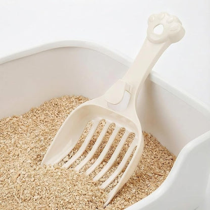 Depets Cat Litter Scoop, Litter Scoop with Wide Slats, Kitty Litter Scooper for Pine Pellets, Durable Plastic Litter Sifter Scoop - Designed for Easy Sifting, Milky White