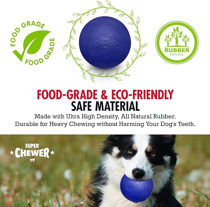 Tuff Pupper SuperChewer Tough Dog Ball Toy | Lifetime Replacement | Strong Natural Rubber | Great Dog Fetch Toy | Chew Toys for Dogs | Ultra Durable Chew Toys for Aggressive Chewers | for All Breeds