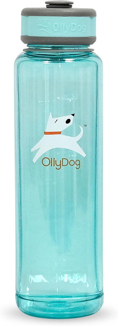 OllyDog OllyBottle, Dog Water Bottle with Detachable Bowl, No Spill Travel Bottle for Dogs, Wide Drinking Cup, BPA-Free Tritan, Easy Clean, Convenient for Walking & Hiking (1L, Aqua Blue)