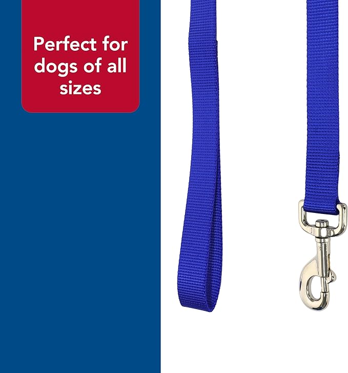 Coastal Pet Single-Ply Dog Leash - Sturdy Pet Leash - Comfortable & Stylish - Resists Fraying - Vibrant & Fade-Resistant Color - Blue, 1" x 4'