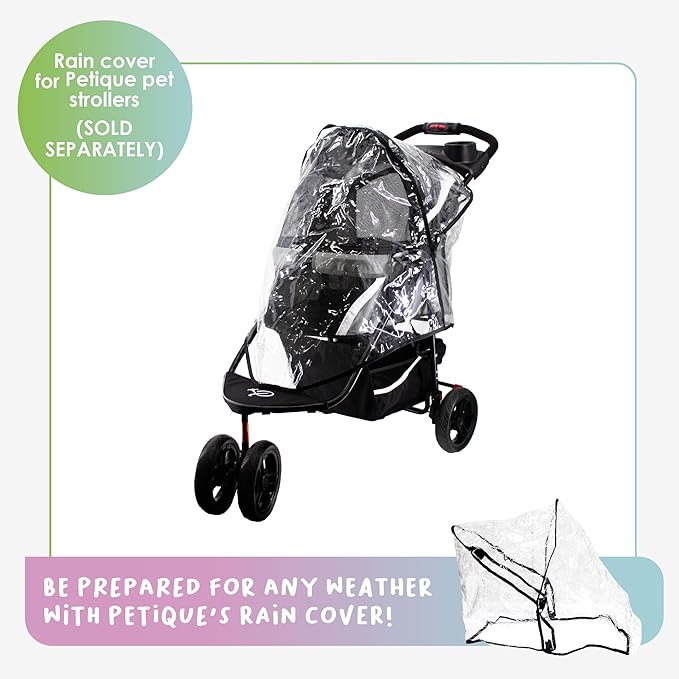 Petique Revolutionary Durable Pet Stroller, Easy Fold, Quality mesh Windows, Large Storage Basket, Secure Cup Holder Tray, Small/Medium Dogs, Cats and Pets, Supports up to 55LBS - Galaxy (Gray)