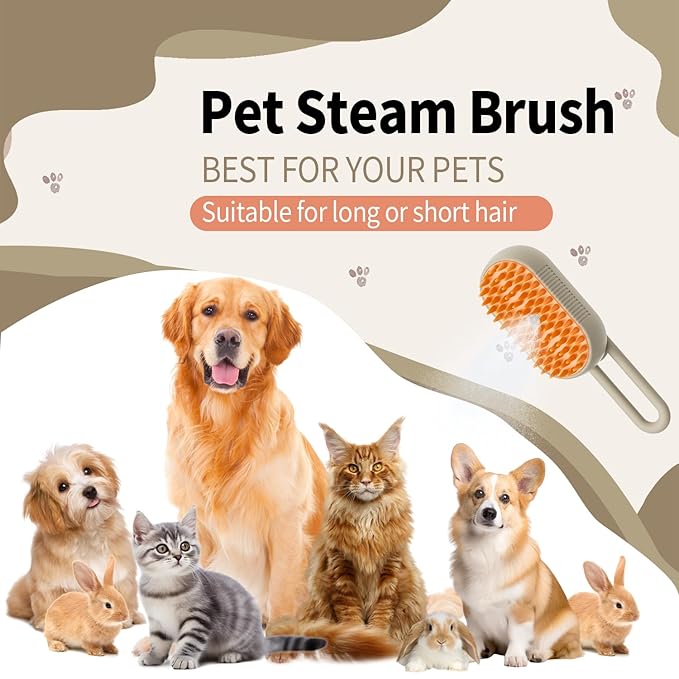Cat Steam Brush for Shedding, 4-in-1 Steam Brush for Cats and Dogs, Spray Hair Removal Comb, Pet Brush for Cleaning Comb, Hair Removal, Massage, Grooming