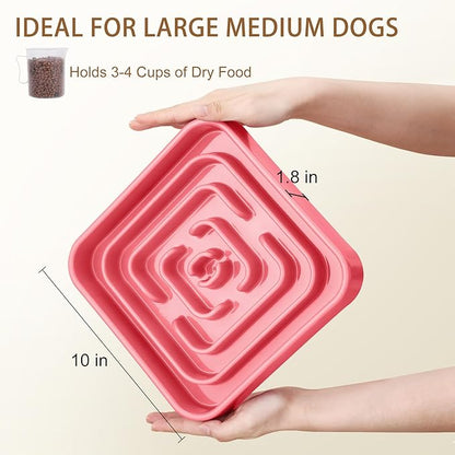Slow Feeder Dog Bowls for Large Medium Dogs, Anti-Choking Slow Eating Maze Dog Food Bowl, Anti-Slip Slow Feeding Pet Puzzle Bowl,Pink